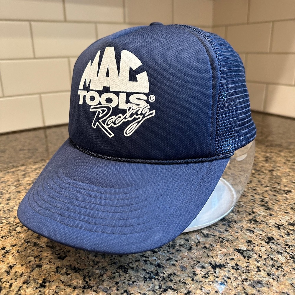 MAC TOOLS Racing Trucker Hat Snapback Adjustable Blue Mesh Back